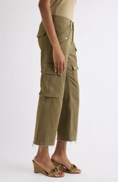 Isabel Marant Josine Cotton Twill Flare Crop Cargo Pants In Brown