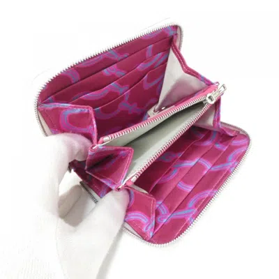 Pre-owned Hermes Ruby White Epsom Leather Silk Wallet (bi-fold) ()