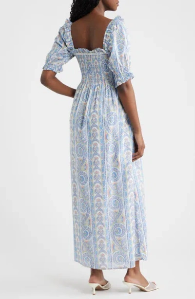Hill House Home The Scarlett Nap Midi Dress Corsica Paisley Blue