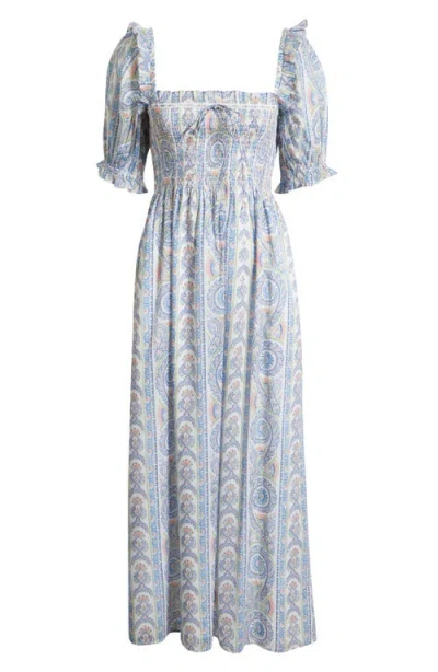 Hill House Home The Scarlett Nap Midi Dress Corsica Paisley Blue