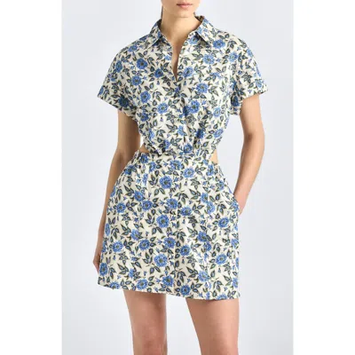 Derek Lam 10 Crosby Alba Cutout Back Mini Shirtdress In Blue