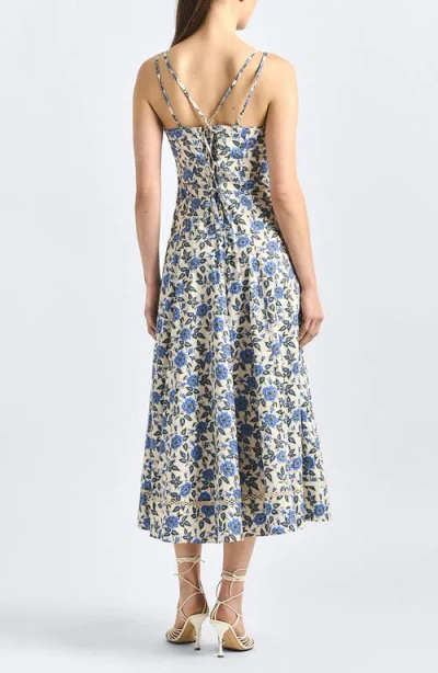 Derek Lam 10 Crosby Adair Print Sleeveless Midi Dress In Blue