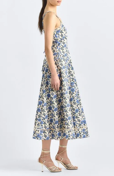 Derek Lam 10 Crosby Adair Print Sleeveless Midi Dress In Blue