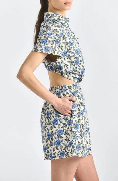 Derek Lam 10 Crosby Alba Cutout Back Mini Shirtdress In Blue