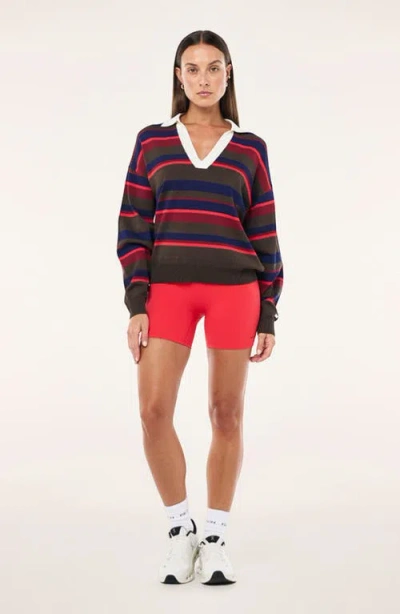 P.e Nation Retreat Stripe Collar Knit Pullover In Multi