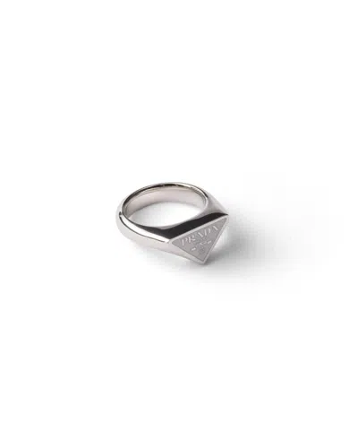 Prada Ring Aus Emailliertem Metall In Black