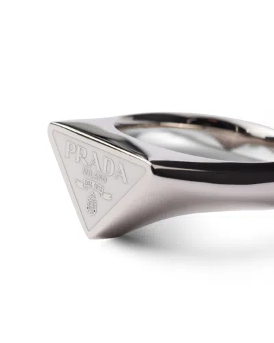 Prada Ring Aus Emailliertem Metall In Black
