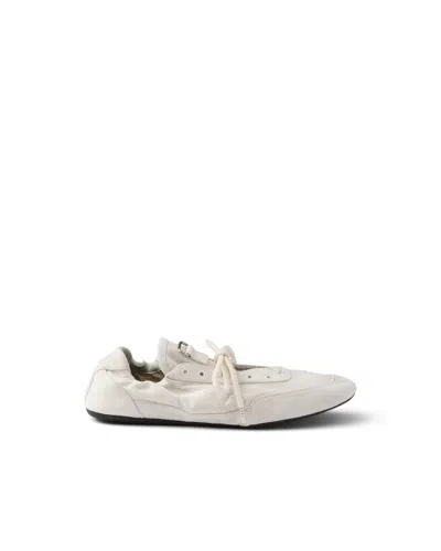 Prada Collapse Denim Sneaker In White