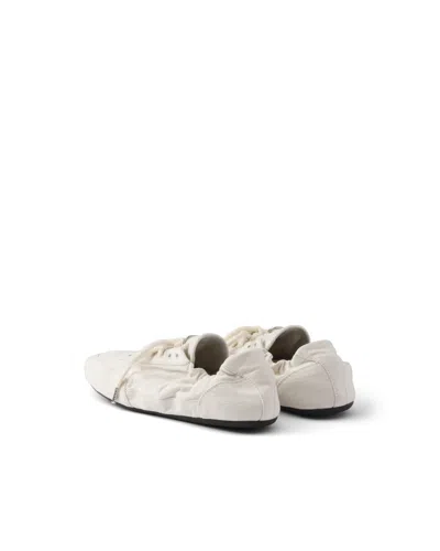 Prada Collapse Denim Sneaker In White