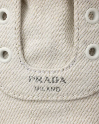 Prada Collapse Denim Sneaker In White