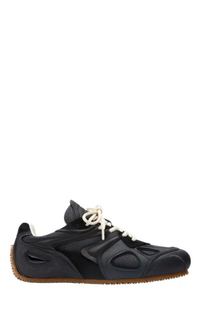 Axel Arigato Slow Runner Black Sneaker With Insert Design And Grooved Sole In Leather And Suede Woman