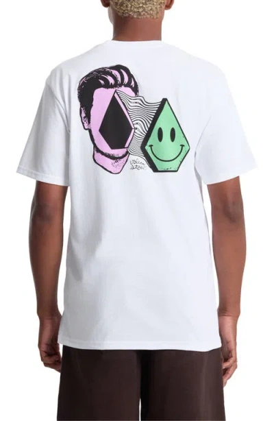 Volcom Aura Cotton Graphic T-shirt In White