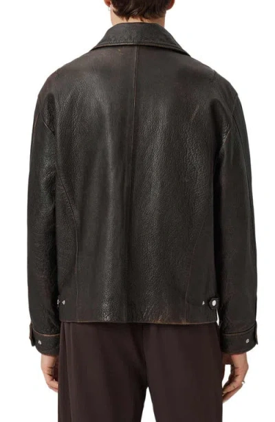 Allsaints Caon Oversized Leather Jacket In Black