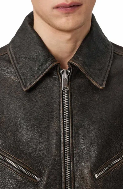 Allsaints Caon Oversized Leather Jacket In Black