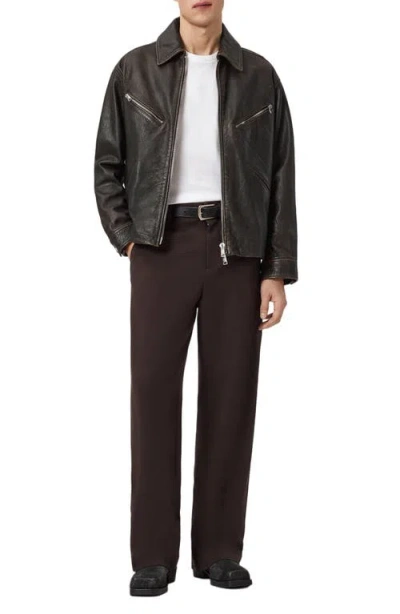 Allsaints Caon Oversized Leather Jacket In Black