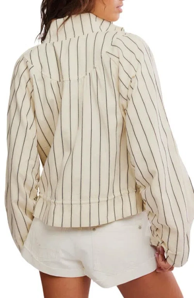 Free People Devon Stripe Ruffle Hem Jacket In Neutral