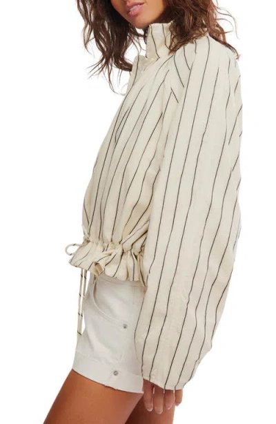 Free People Devon Stripe Ruffle Hem Jacket In Neutral
