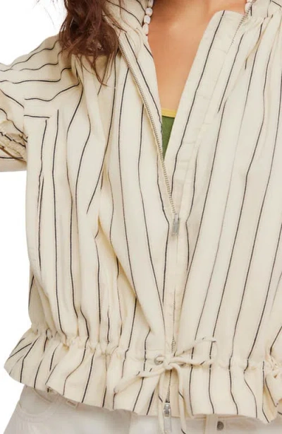 Free People Devon Stripe Ruffle Hem Jacket In Neutral
