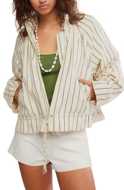 Free People Devon Stripe Ruffle Hem Jacket In Neutral