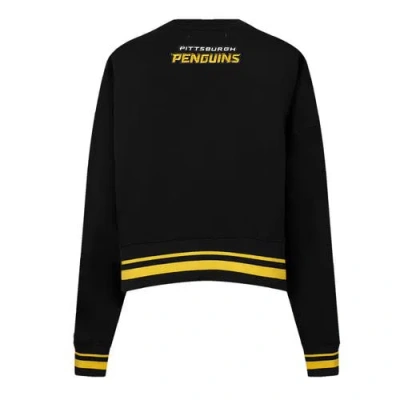 Pro Standard Black Pittsburgh Penguins Area Code Cropped Pullover Sweatshirt In Black