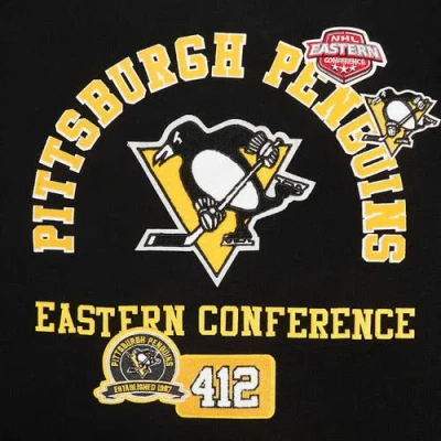Pro Standard Black Pittsburgh Penguins Area Code Cropped Pullover Sweatshirt In Black