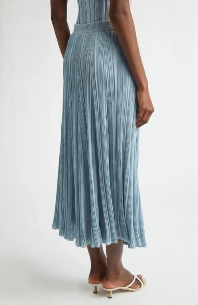 Zimmermann Aster Metallic Flared Ottoman Stitch Sweater Skirt In Blue