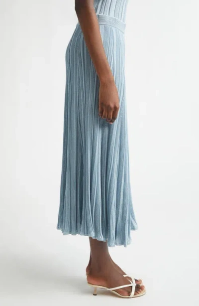 Zimmermann Aster Metallic Flared Ottoman Stitch Sweater Skirt In Blue
