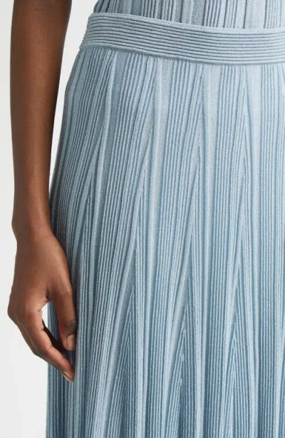 Zimmermann Aster Metallic Flared Ottoman Stitch Sweater Skirt In Blue