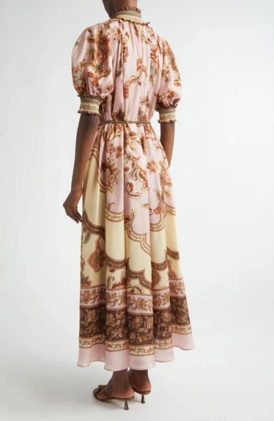 Zimmermann Womens Mauve Jacobean Aster Billow Silk Maxi Dress Xl In Pink