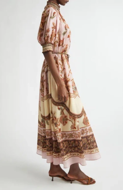 Zimmermann Womens Mauve Jacobean Aster Billow Silk Maxi Dress Xl In Pink