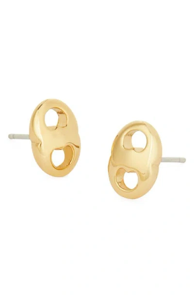 Tory Burch Gemini Link Stud Earrings In Brown