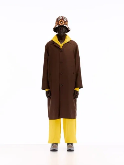 Vowels Split Raglan Coat In Brown