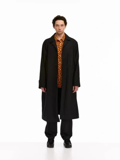 Vowels Split Raglan Coat In Black