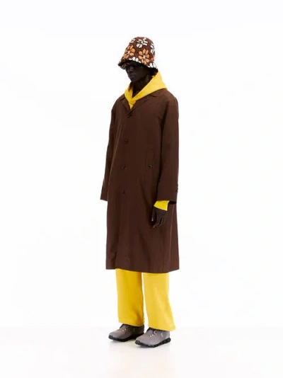 Vowels Split Raglan Coat In Brown