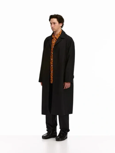 Vowels Split Raglan Coat In Black