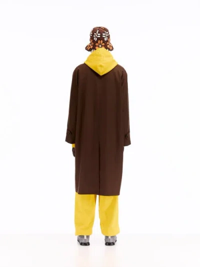 Vowels Split Raglan Coat In Brown