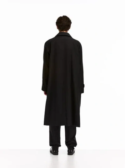 Vowels Split Raglan Coat In Black