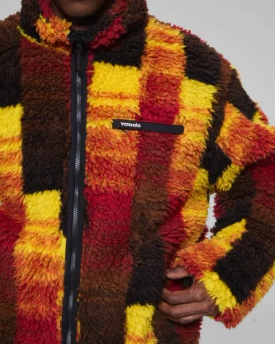 Vowels Jacquarded Fleece Jacket In Multi