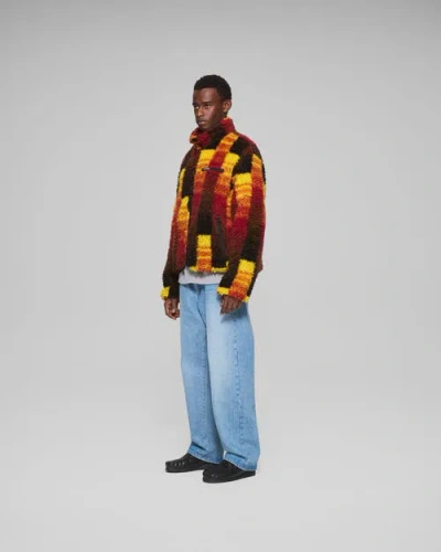 Vowels Jacquarded Fleece Jacket In Multi