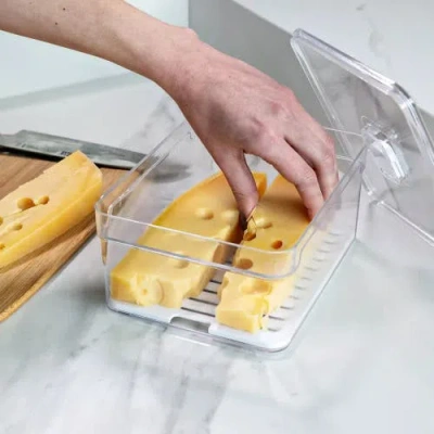 Ou Clear Stackable Fridge Organizer Bin With Drain Tray And Vented Lid, 4 Pack