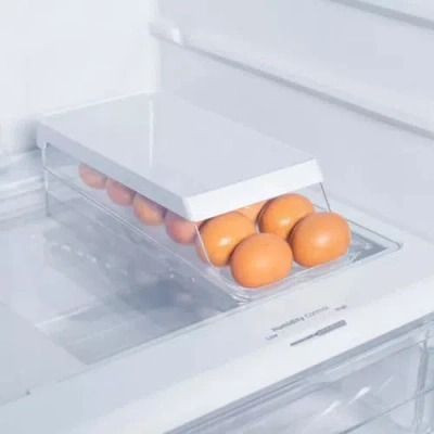 Ou Rolling Clear Stackable Egg Holder Organizer In White