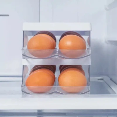 Ou Rolling Clear Stackable Egg Holder Organizer In White