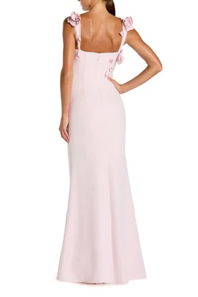 Mac Duggal Crepe Sleeveless Column Gown With Floral Detail In Neutral