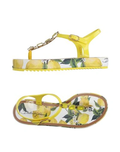 Dolce & Gabbana Toe Strap Sandals In Yellow