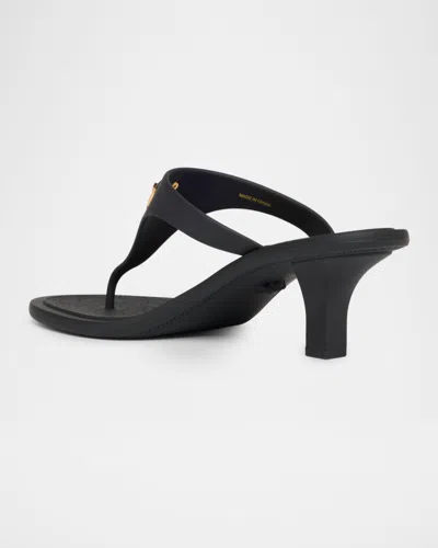 Versace Kitten Heel Thong Sandals With Medusa Detail In Black