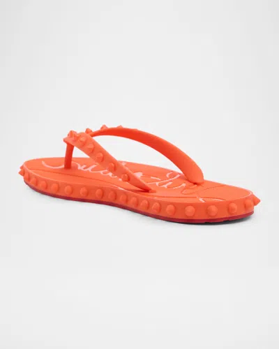Christian Louboutin Loubi Donna Spike Red Sole Flip Flops
