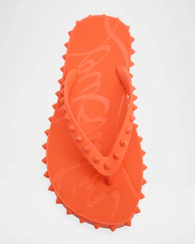 Christian Louboutin Loubi Donna Spike Red Sole Flip Flops