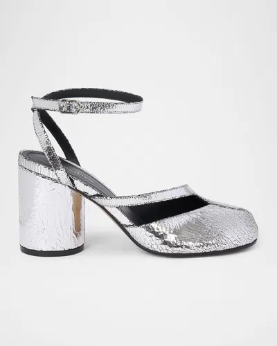 Maison Margiela Tabi Broken Mirror Leather Split-toe Pumps In Metallic