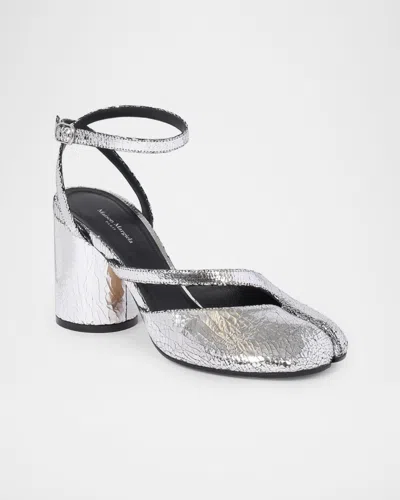 Maison Margiela Tabi Broken Mirror Leather Split-toe Pumps In Metallic