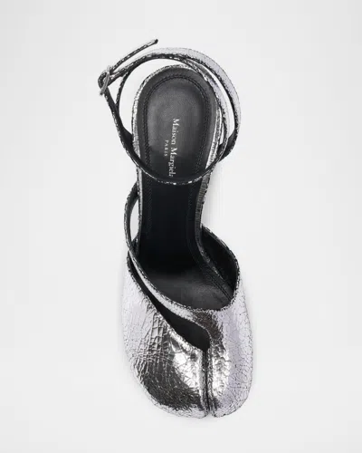 Maison Margiela Tabi Broken Mirror Leather Split-toe Pumps In Metallic